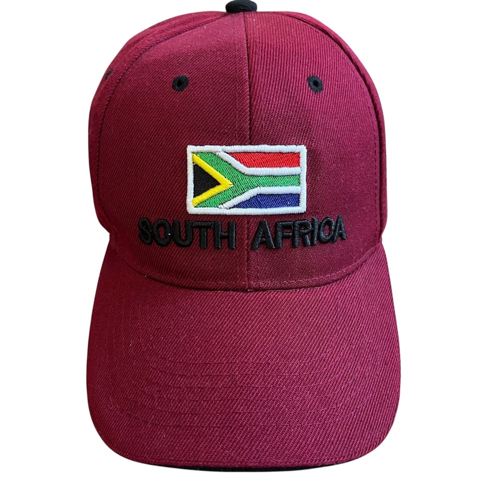 South Africa Flag Souvenir Baseball Cap Burgundy Maroon Adjustable Hat